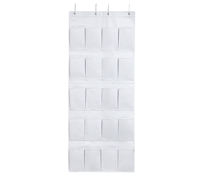 Hanging Over-The-Door Shoe Pockets - TUSK College Storage - White 