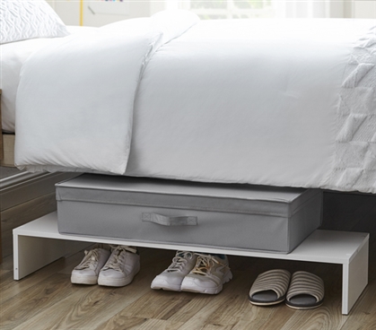 Yak About It Bi Level Shoe Storage Organizer - White 