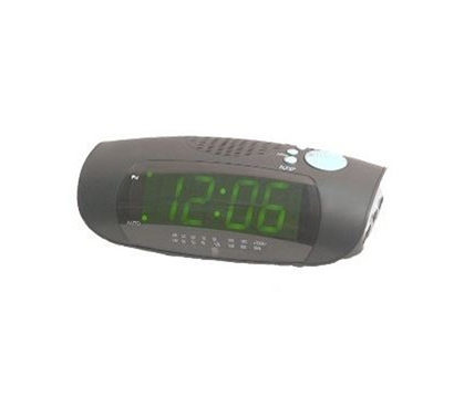 Green LED College Alarm Clock With Radio 