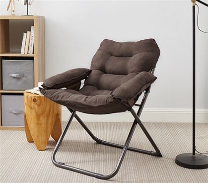College Club Dorm Chair - Plush & Extra Tall - Dark Brown 