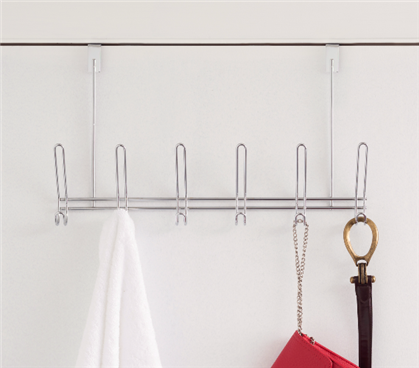 Over the Door Hanging Rack - 6 Dual Hook - Chrome 