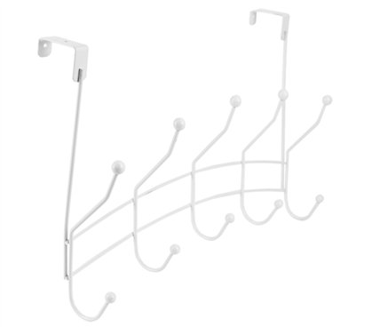 Over the Door Hanging Rack - 5 Dual Hook - White 
