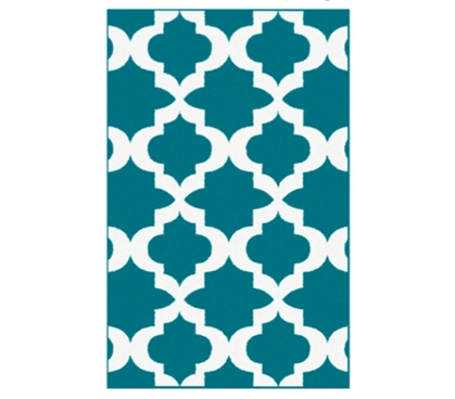 Quatrefoil College Rug - Teal and White 