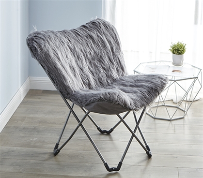 Fur Butterfly Dorm Chair - Dark Gray 