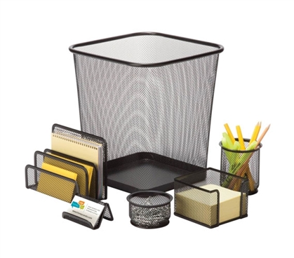 6 Piece Black Dorm Desk Organizer Set 