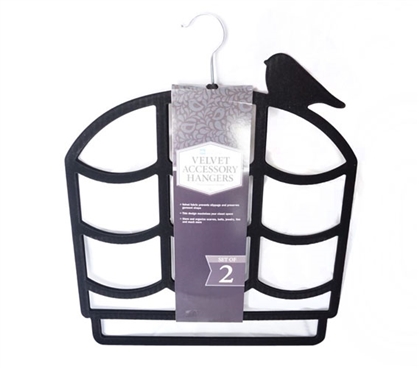 Bird on a Cage Hangers - Scarf/Belt/Accessory Hangers - Black (2 Pack) 