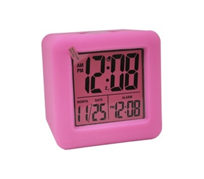 Pink Cubed LCD Digital Alarm Clock 
