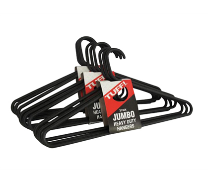 Jumbo Thick Black Hangers (Made in the USA) 9 Pack 