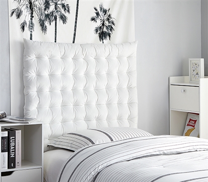 Rainha Cushion Tufted College Headboard - White Velvet 