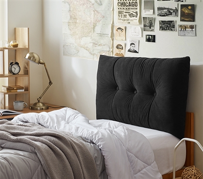 Rainha - Plush Tufted College Headboard - Black 