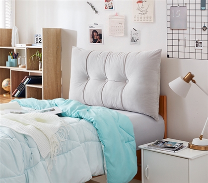 Rainha - Plush Tufted College Headboard - Light Gray 
