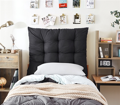 Rainha - Puffy Tufted College Headboard - Black 