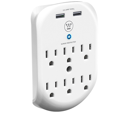 Westinghouse 6-Outlet & 2 USB Wall Surge 