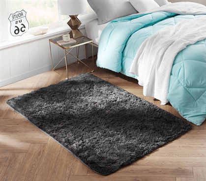 College Plush Rug - Charcoal Gray 