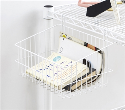 Side Basket - Desk Accessory - White 