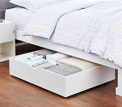 The Storage MAX - Underbed Wooden Organizer With Wheels - White 