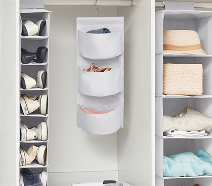 TUSK 3-Piece College Closet Set - White (Hanging Shelves Version) 